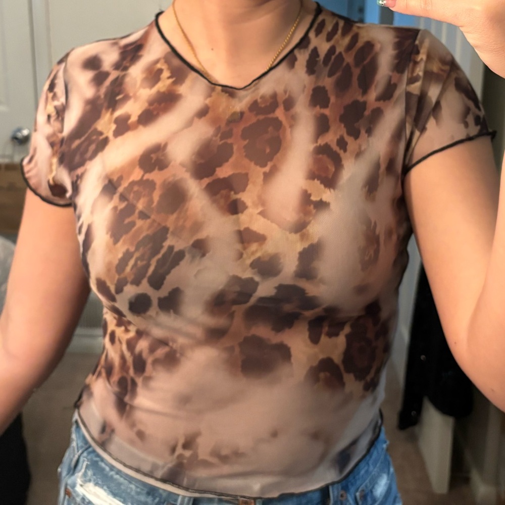 Windsor Brown Leopard Print Sheer Top